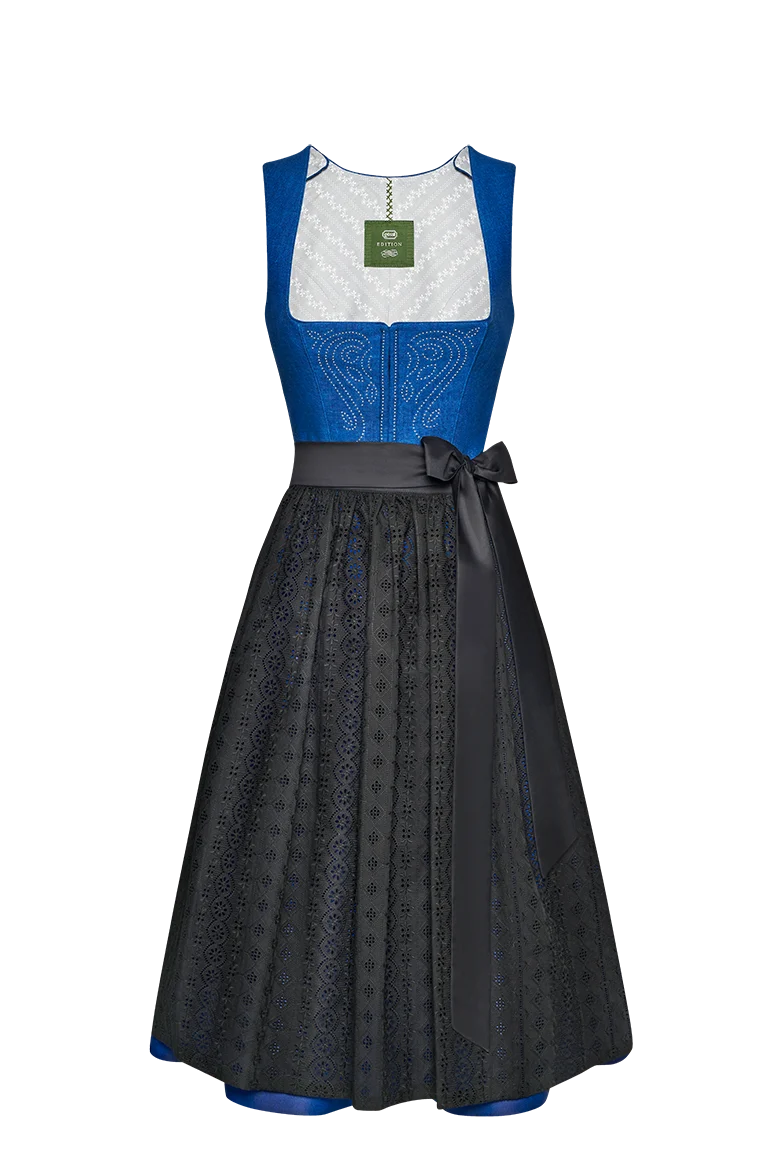 Blaudruck Dirndl mit Nieten besetzt