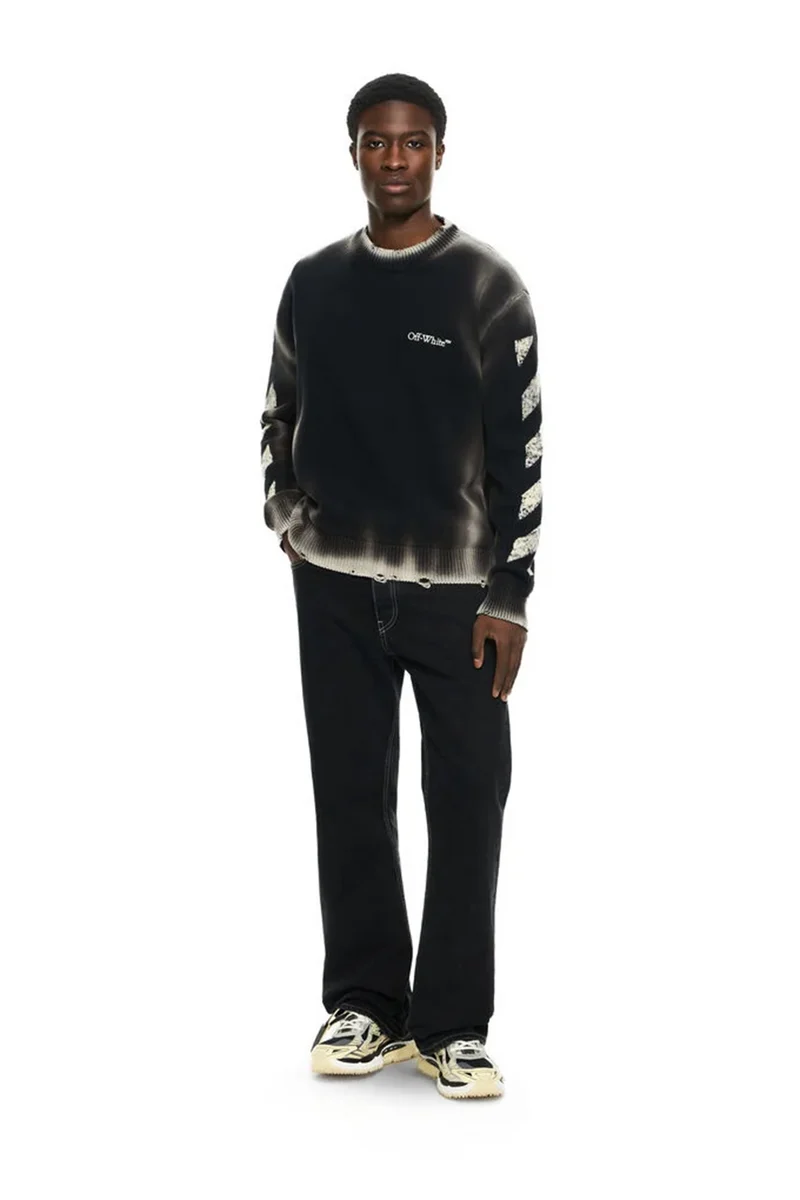 Off-White Herren Diag Corrosion Crewneck Sweater Schwarz