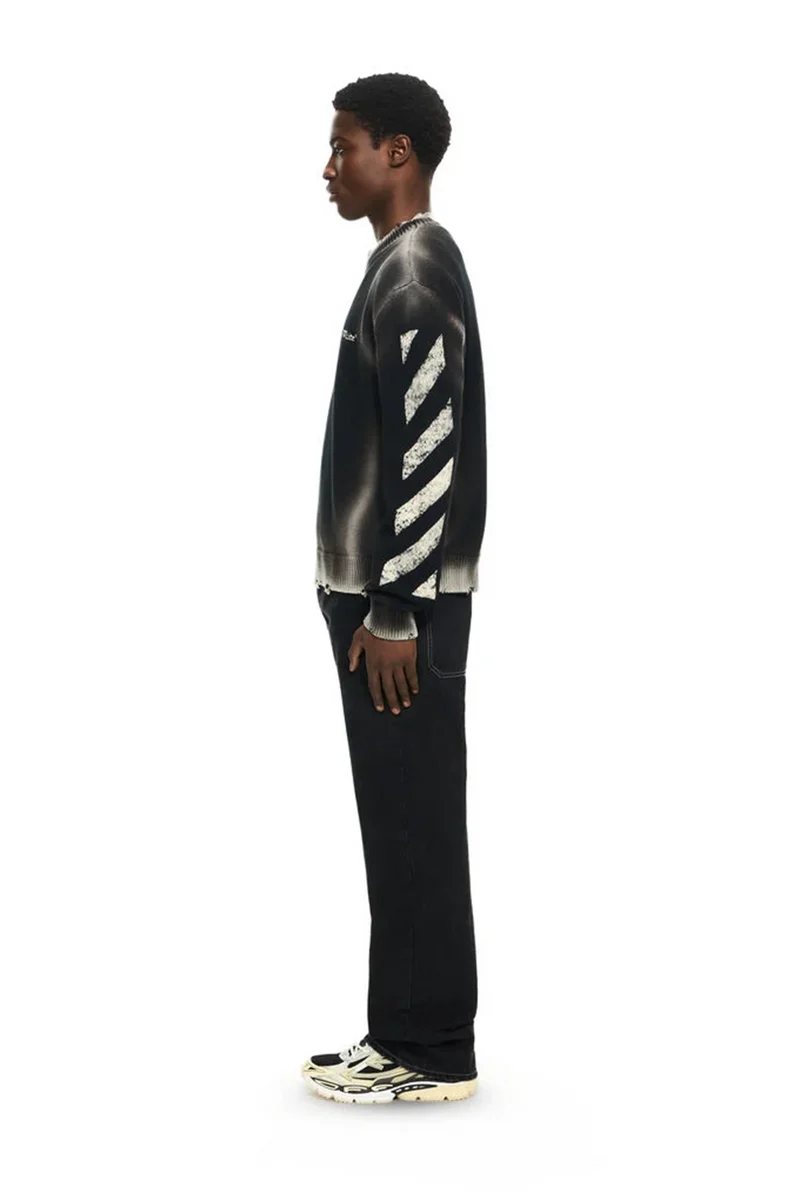 Off-White Herren Diag Corrosion Crewneck Sweater Schwarz