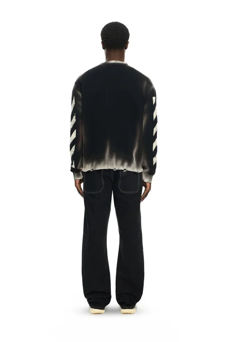 Off-White Herren Diag Corrosion Crewneck Sweater Schwarz