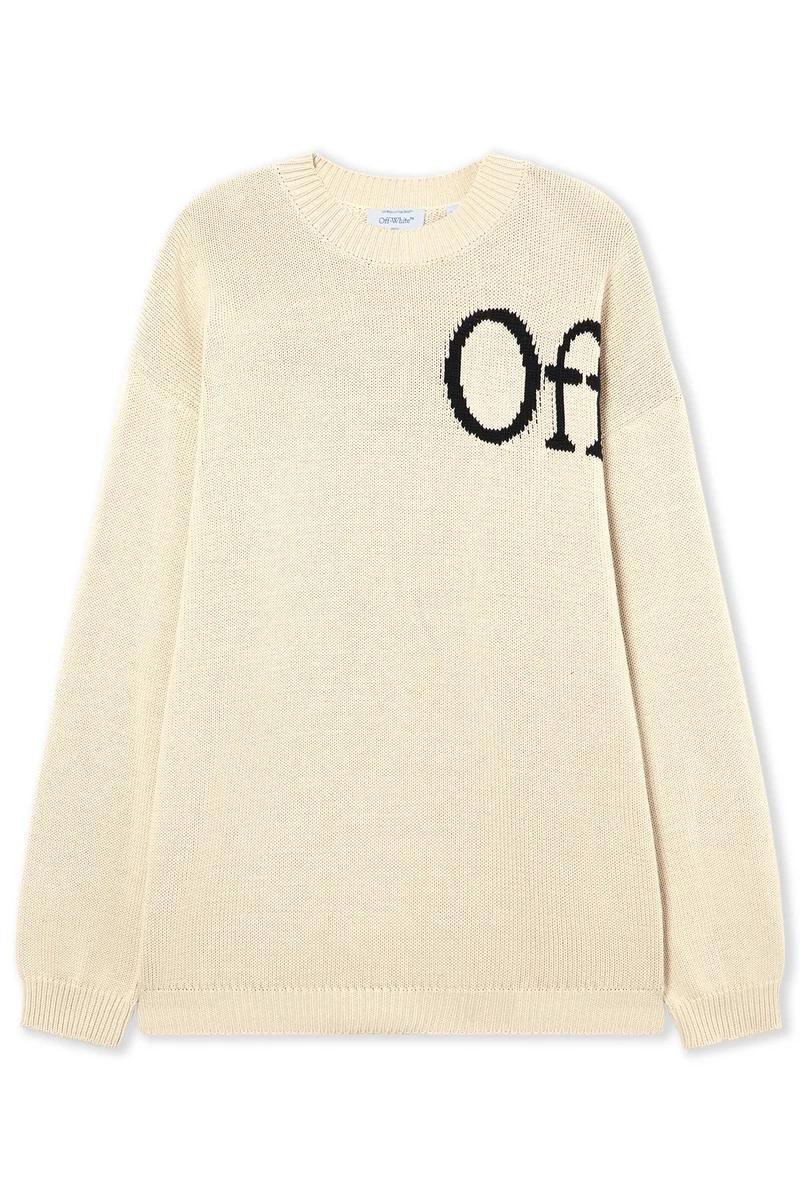 Off-White Herren Bookish Shared Crewneck Sweater Cream