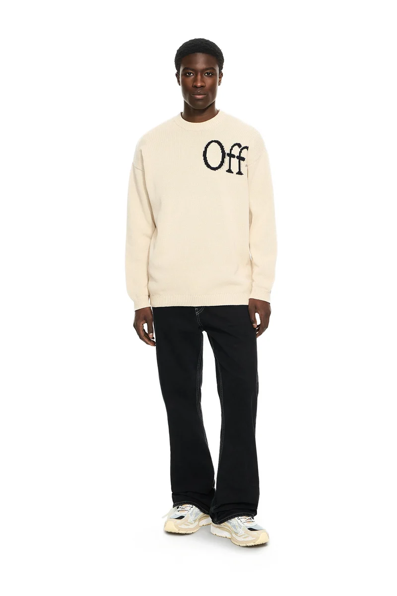 Off-White Herren Bookish Shared Crewneck Sweater Cream