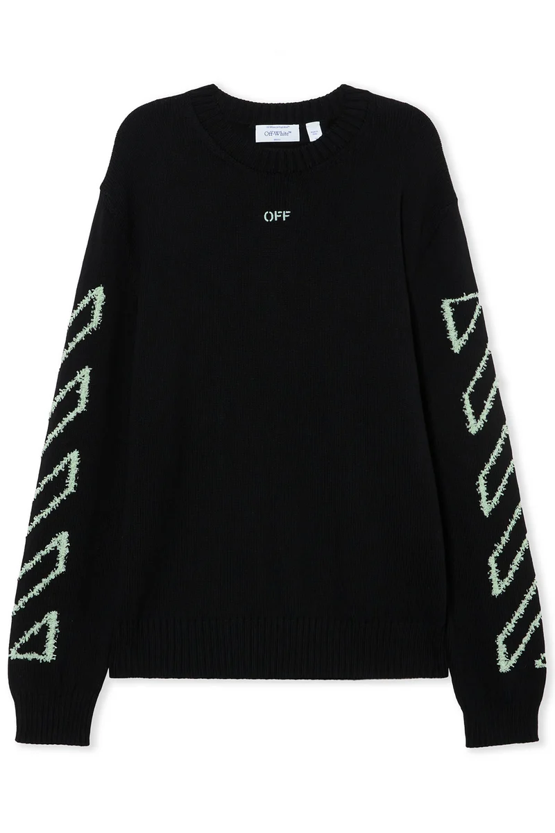 Off-White Herren Diagonal Arrow Fuzzy Crewneck Sweater Schwarz