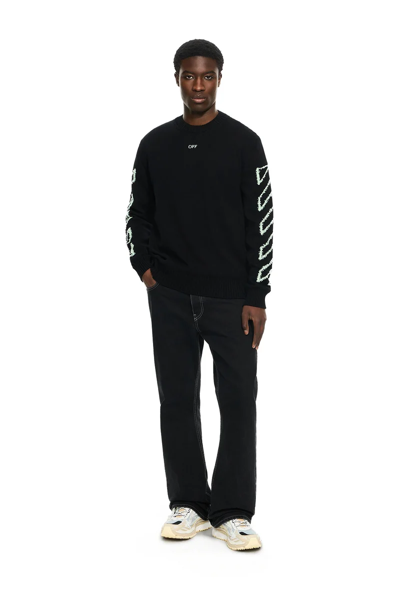 Off-White Herren Diagonal Arrow Fuzzy Crewneck Sweater Schwarz
