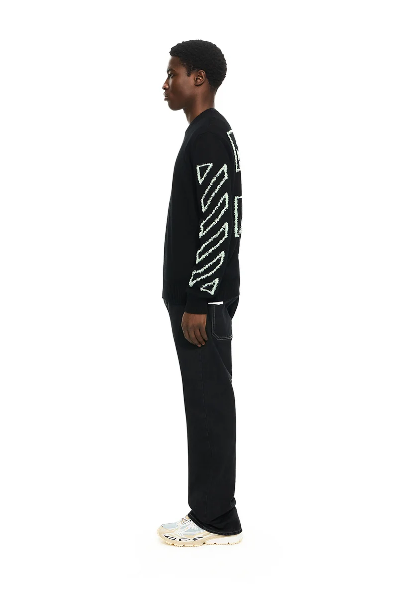 Off-White Herren Diagonal Arrow Fuzzy Crewneck Sweater Schwarz