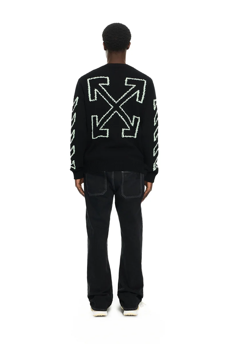 Off-White Herren Diagonal Arrow Fuzzy Crewneck Sweater Schwarz