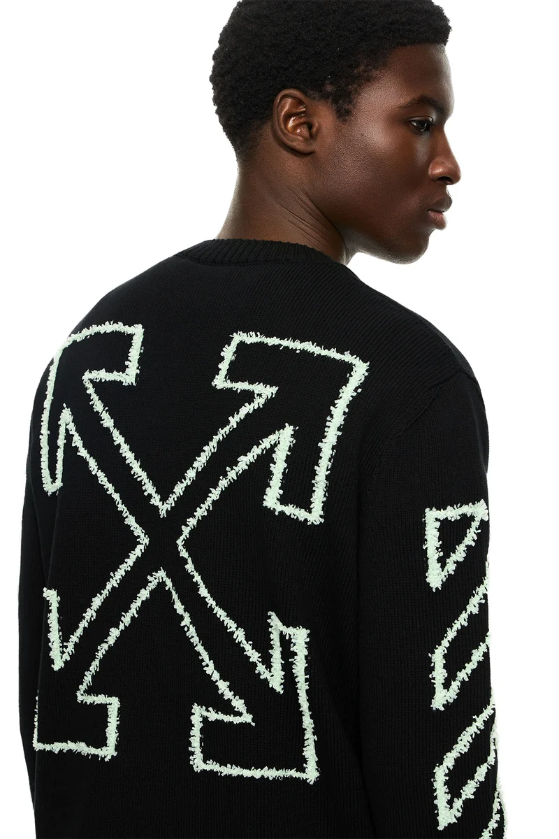 Off-White Herren Diagonal Arrow Fuzzy Crewneck Sweater Schwarz