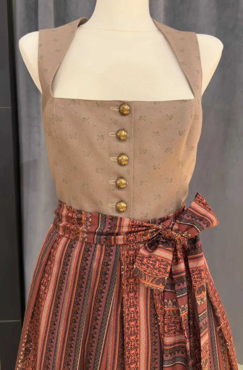 Dirndl Goldstich braun/bunt 75cm