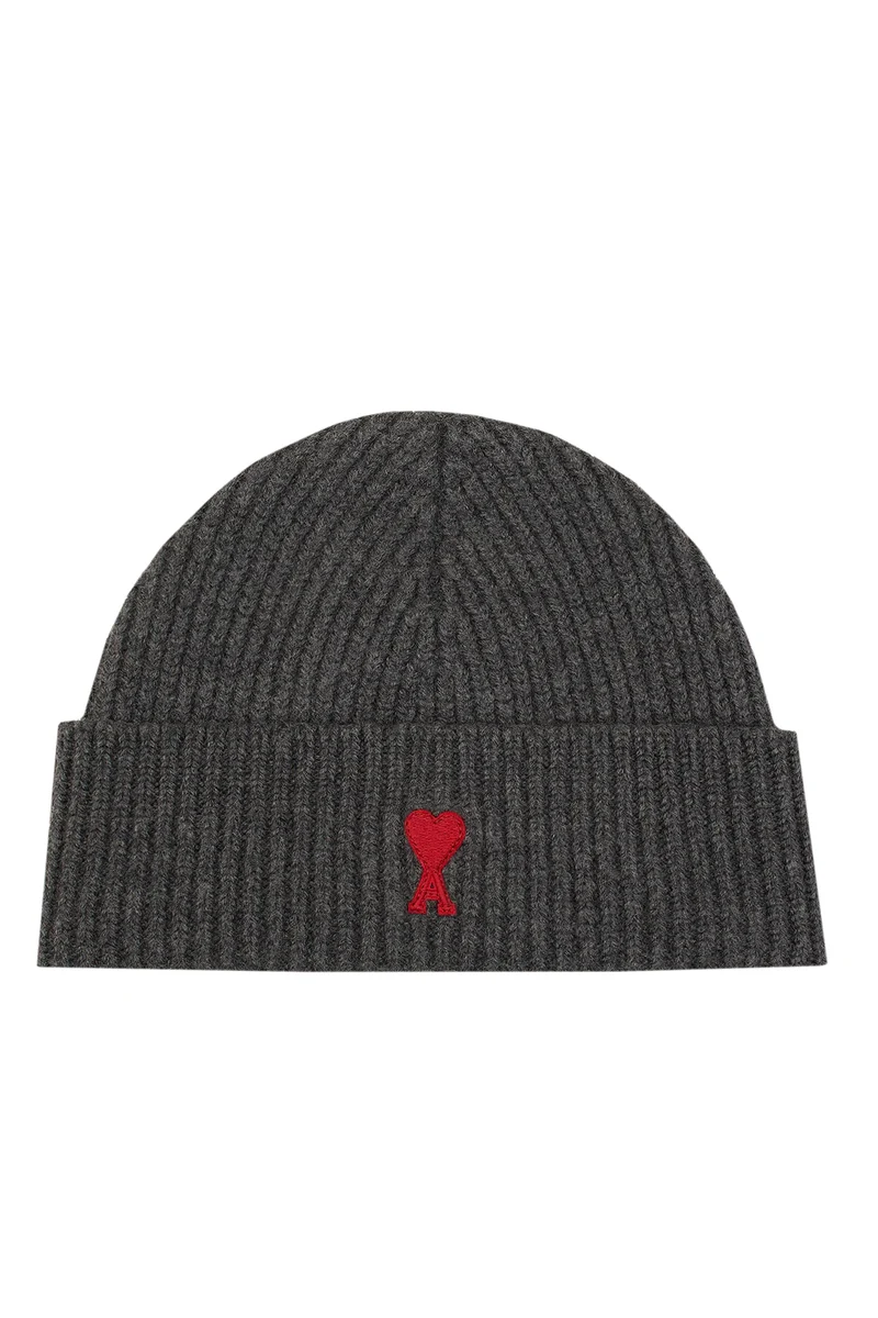 AMI Paris Herren Strickmütze Grau