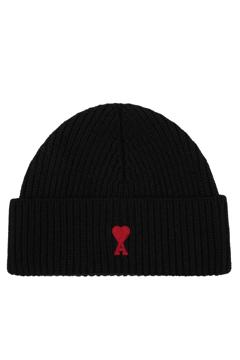 AMI Paris Herren Strickmütze Schwarz