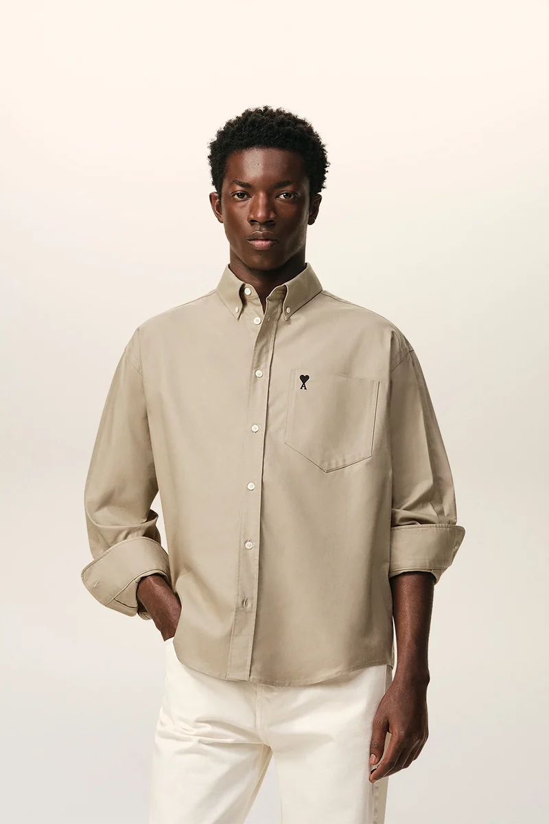 AMI Paris Herren Hemd Beige