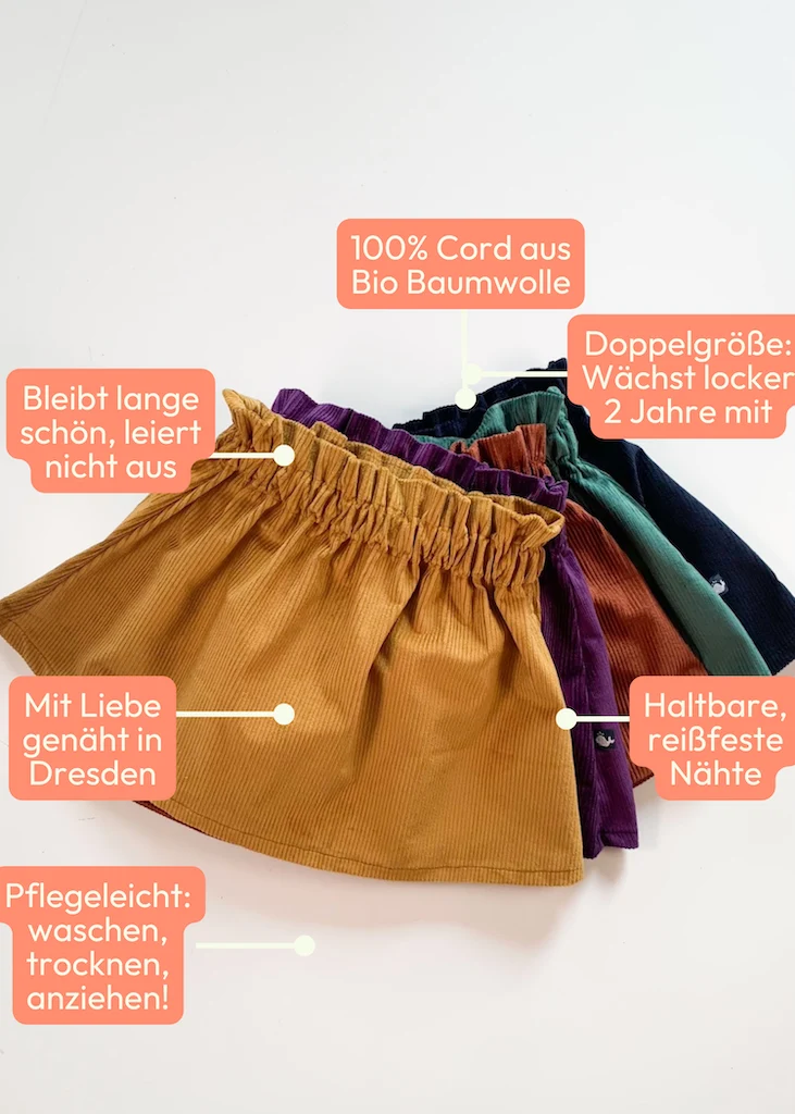 Cord Rock für Kinder (Gelb)