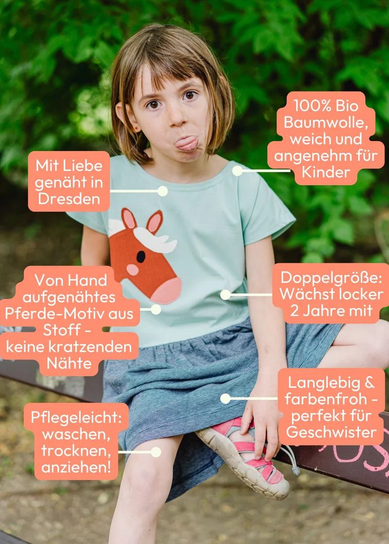 Sommerkleid Mädchen aus Bio-Baumwolle mit Pferd
