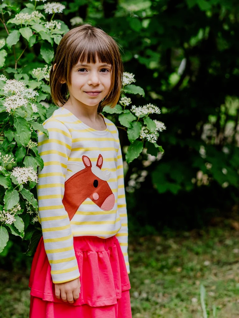 Gestreiftes Shirt aus Bio-Baumwolle „Pferd“