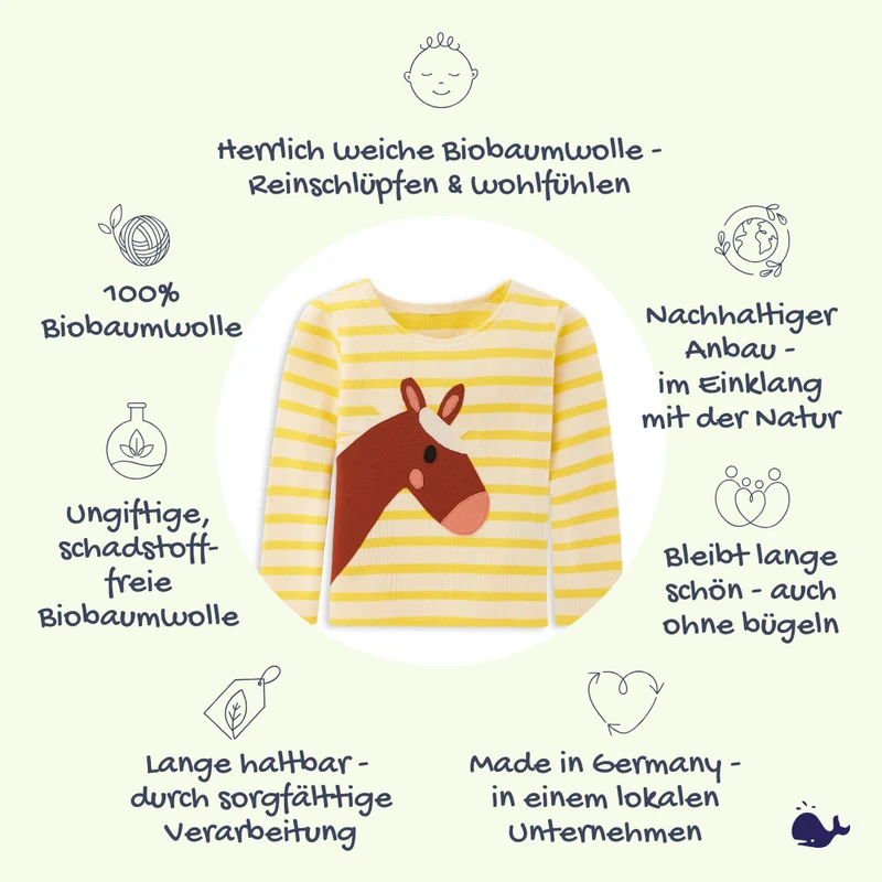 Gestreiftes Shirt aus Bio-Baumwolle „Pferd“