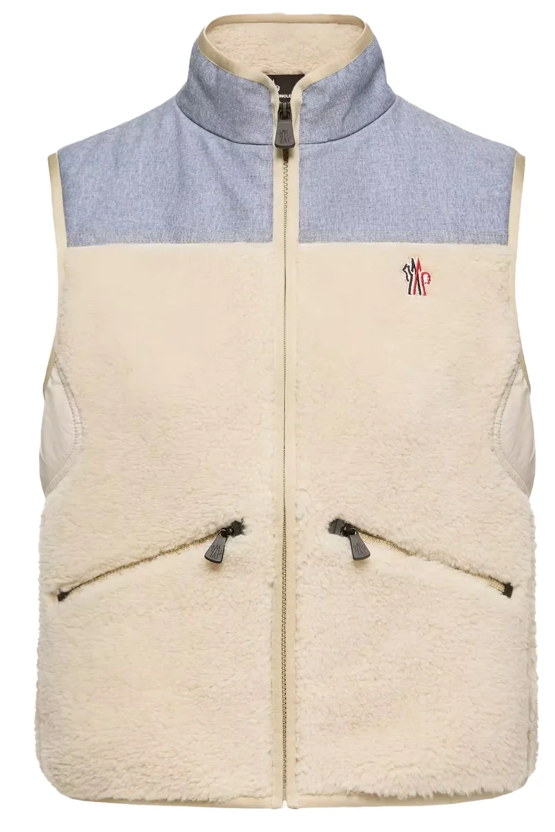 Moncler Grenoble Damen Teddyweste Hellbeige