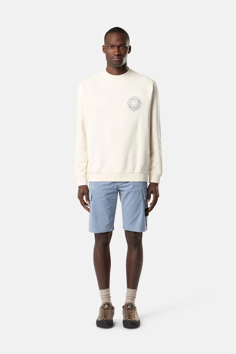 Stone Island Herren Sweatshirt mit Print Elfenbeinweiss