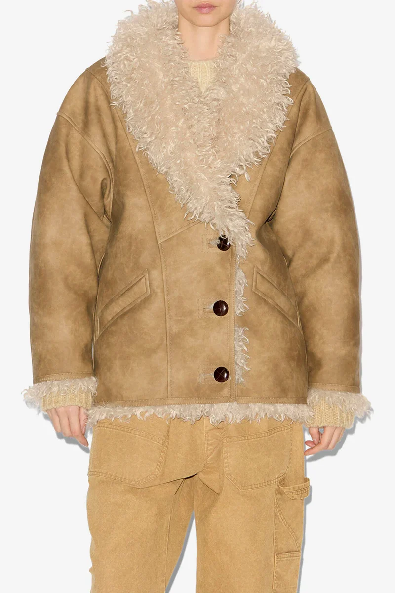Isabel Marant Étoile Damen Mantel Clea, Taupe
