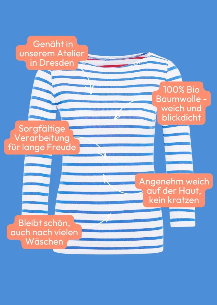 Ringelshirt blau-weiß für Damen