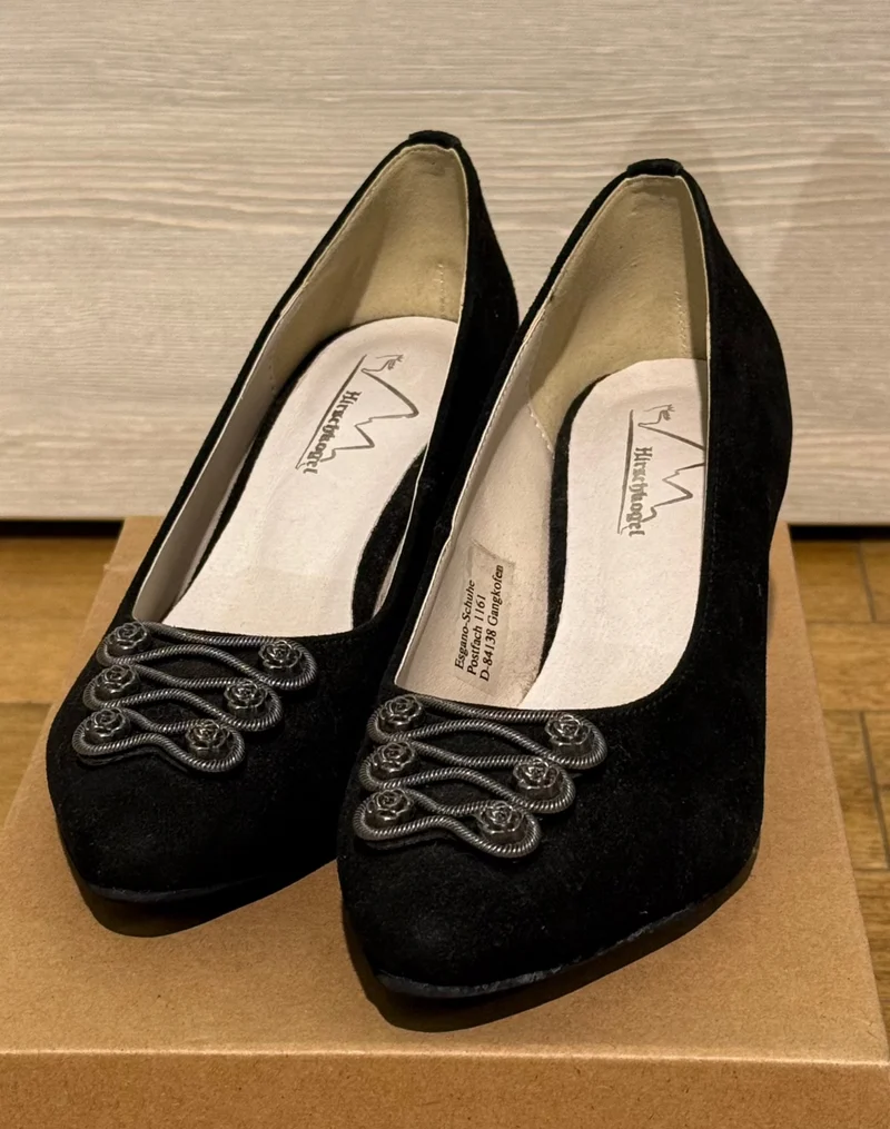 Trachtenschuh Pumps Hirschkogel Leder schwarz