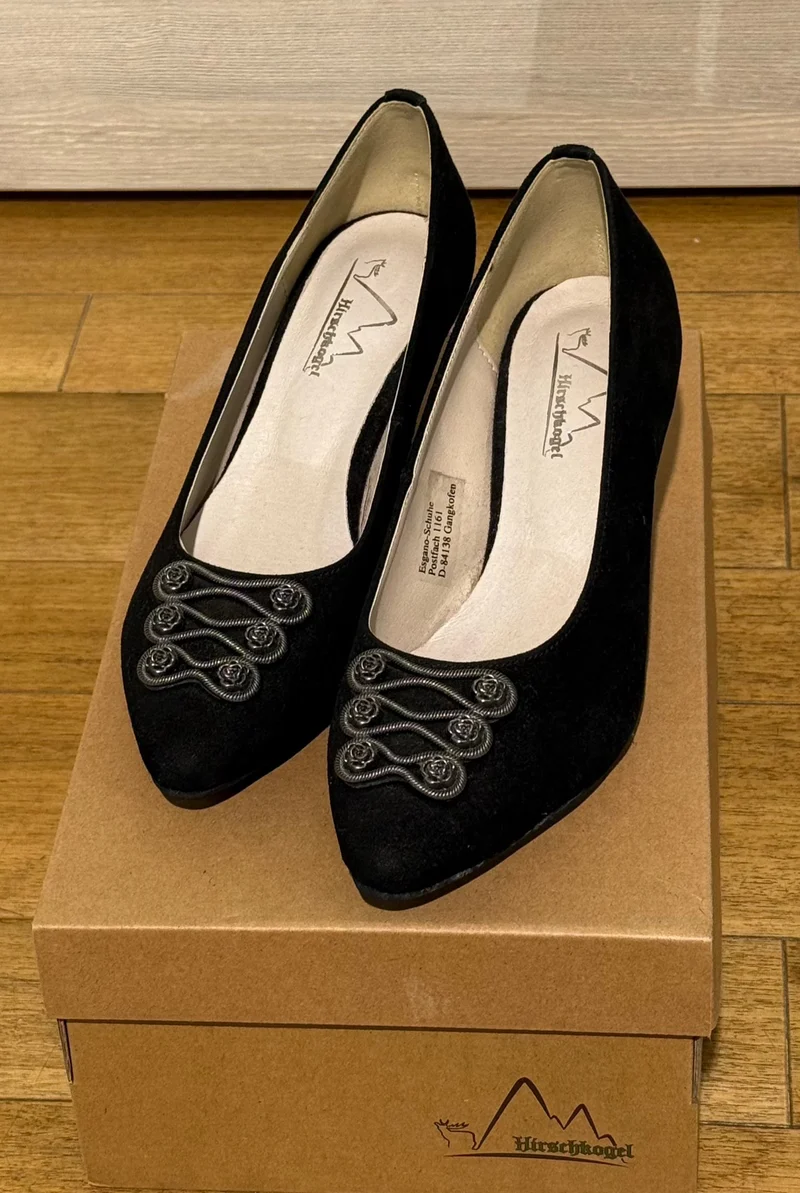 Trachtenschuh Pumps Hirschkogel Leder schwarz