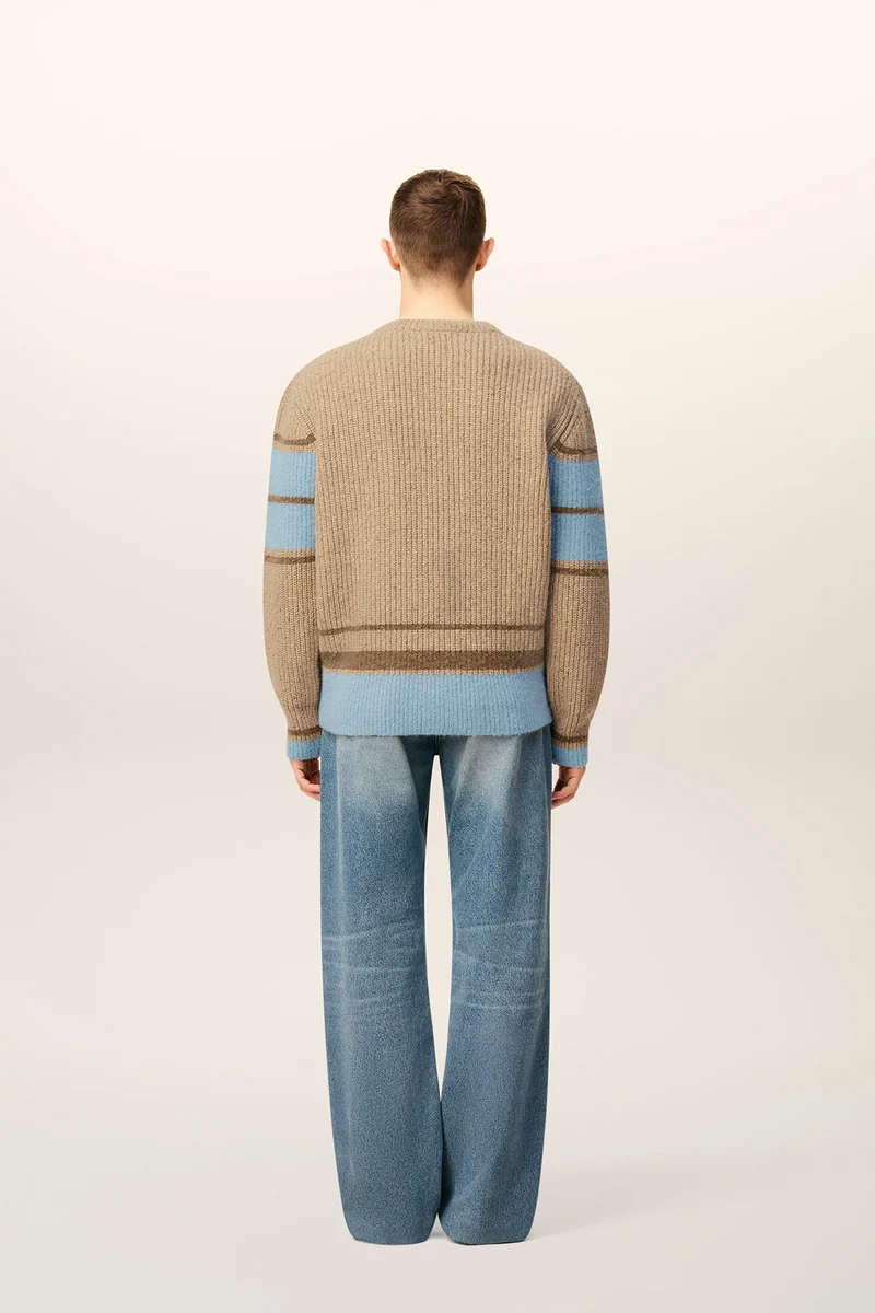 AMI Paris Herren College-Strickpullover Braun