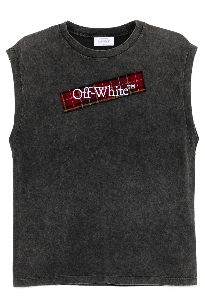 Off-White Damen Check Flan Bookish Tank Tee Vintage Black