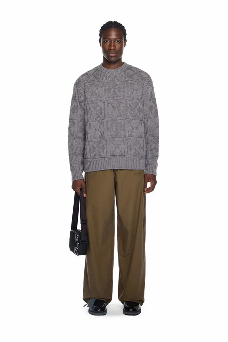 Off-White Herren 3D Stitch Arrow Knit Pullover Grau