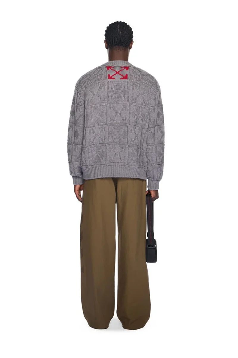 Off-White Herren 3D Stitch Arrow Knit Pullover Grau