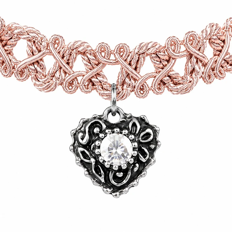LUISIA® Spitzen Kropfband "Malina" mit Herzanhänger | Rosé