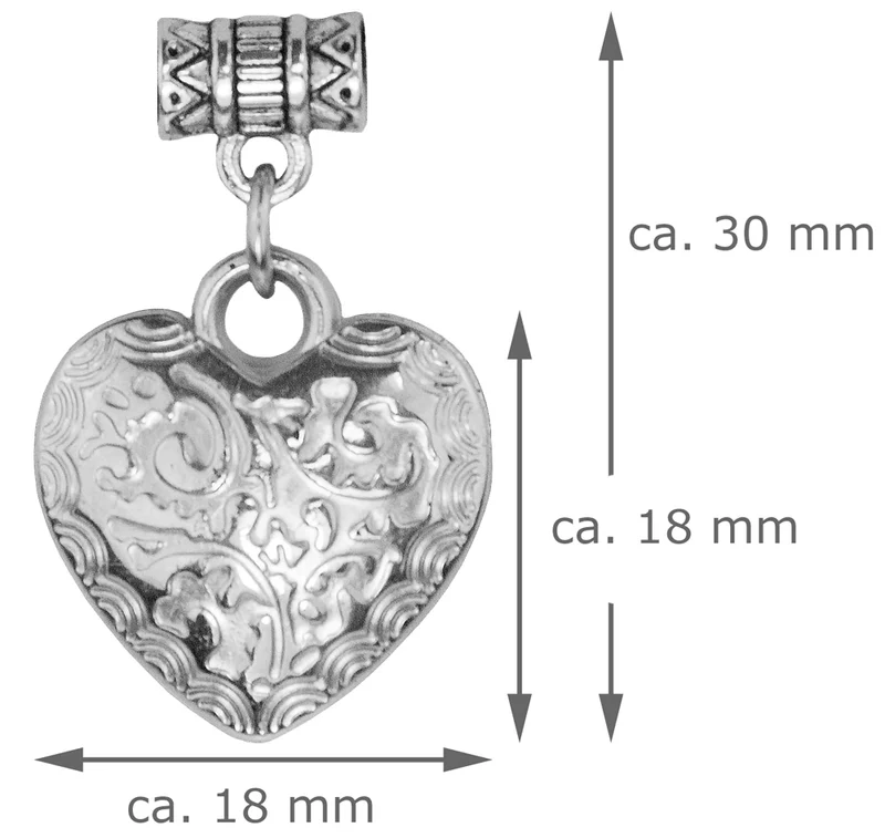 Glas Perlen Halskette mit Herz - Khakigrün