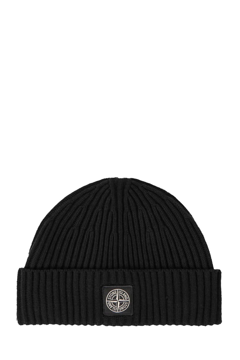 Stone Island Herren Strickmütze Schwarz