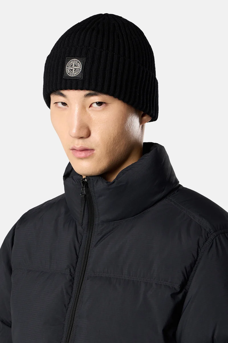 Stone Island Herren Strickmütze Schwarz