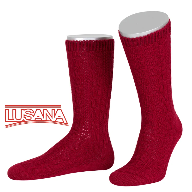 Lusana Trachtensocken Bordeaux