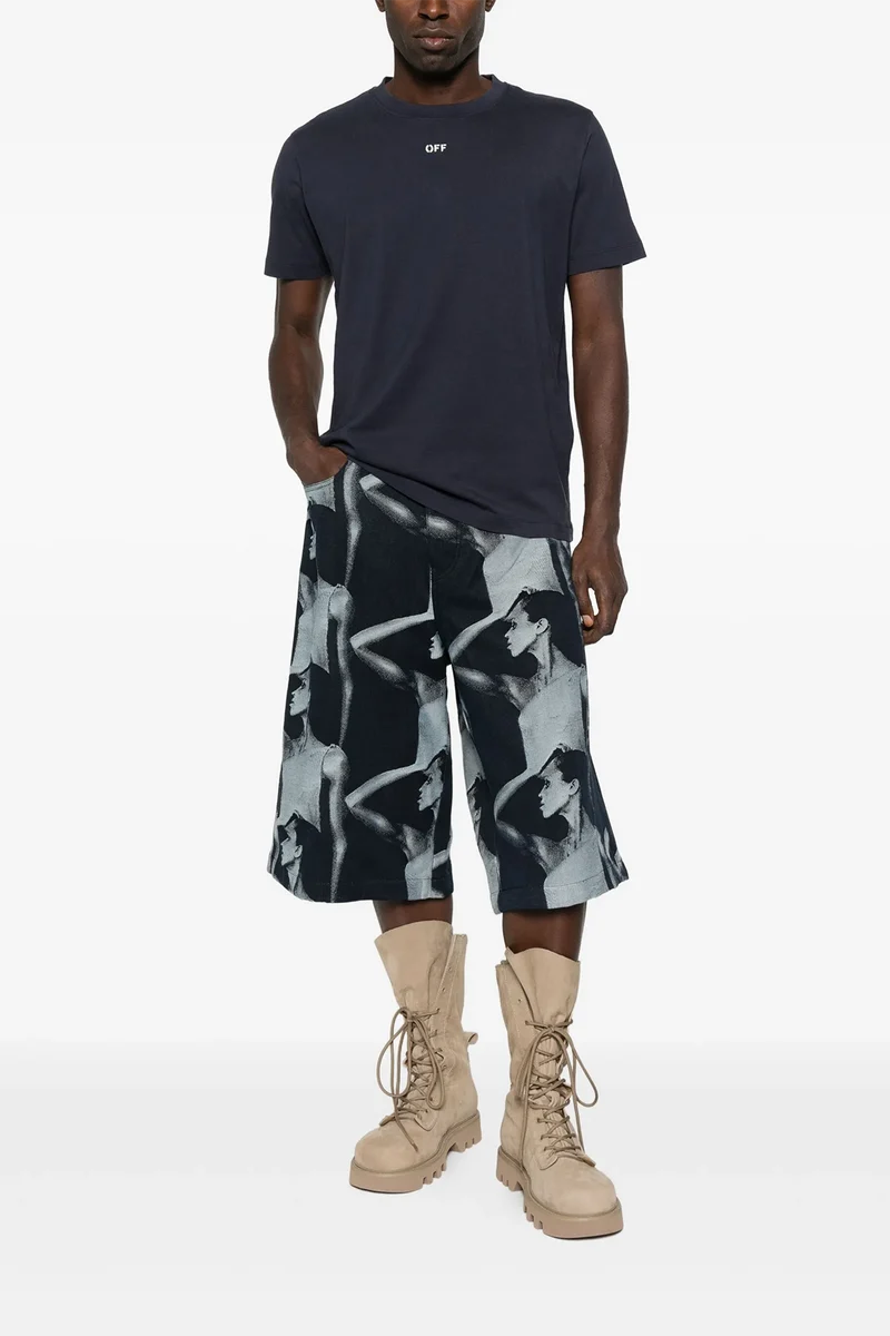 Off-White Herren Brush Arrow Slim T-Shirt Dunkelblau