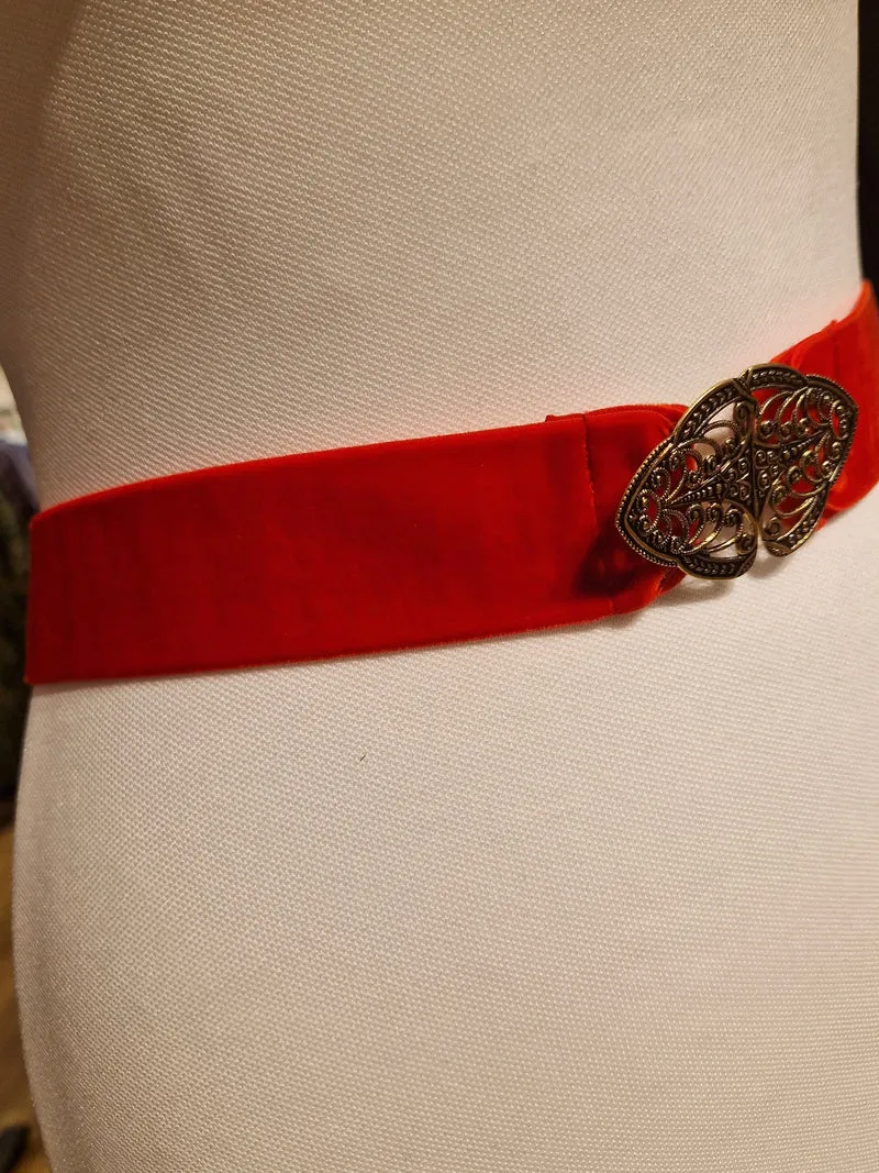 Trachtengürtel Samt Stretch Goldstich rot/gold