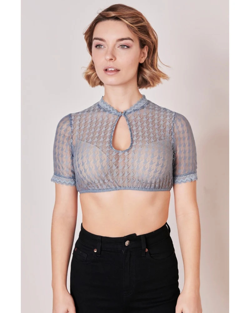 Krüger Collection Dirndlbluse "Bernarda" Kurzarm 216367 | Hellblau