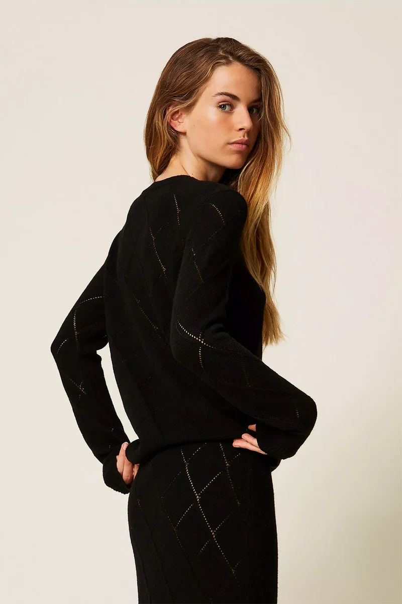 Twin Set Damen Strickpullover Schwarz