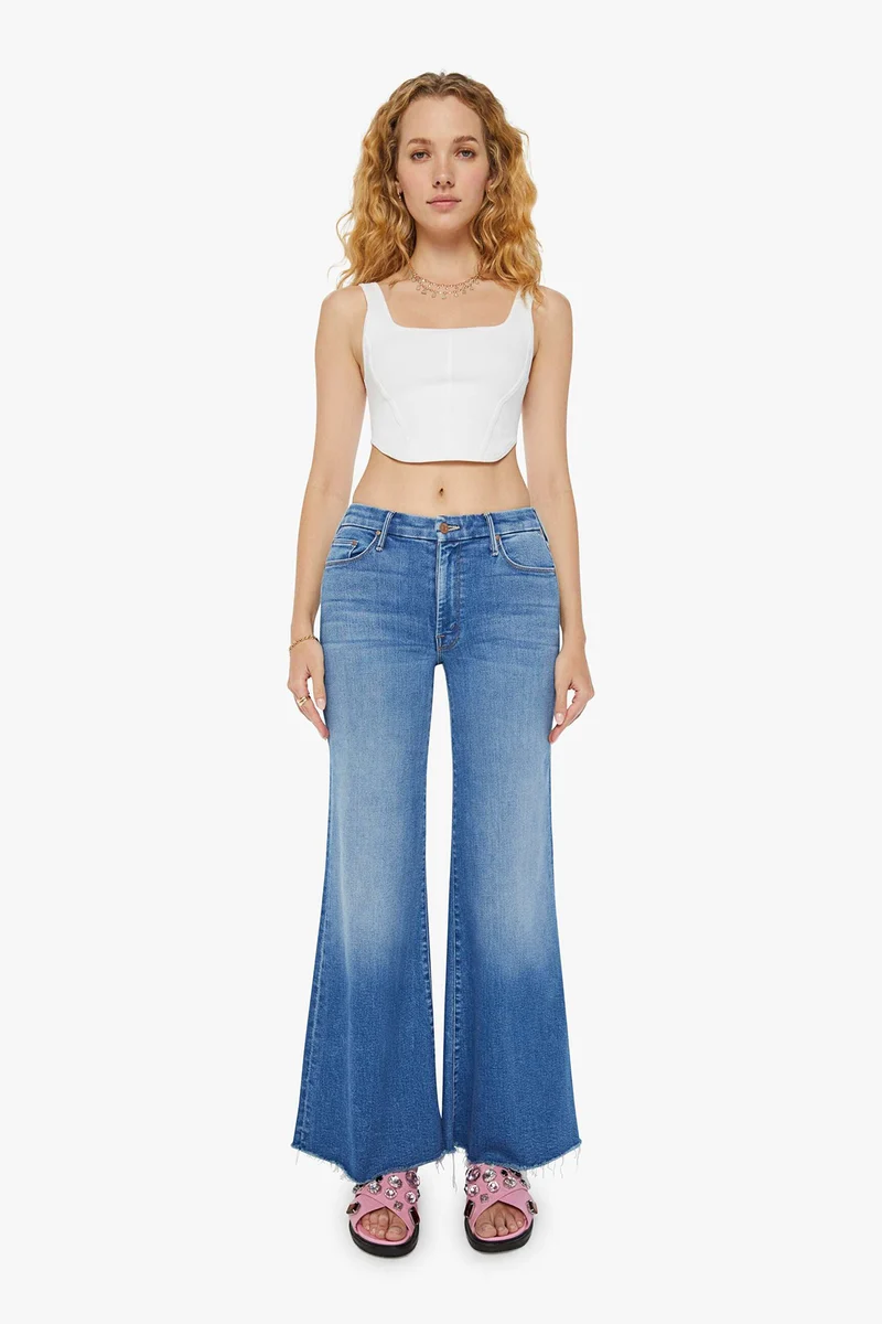 MOTHER Damen Jeans The Roller Fray Blau
