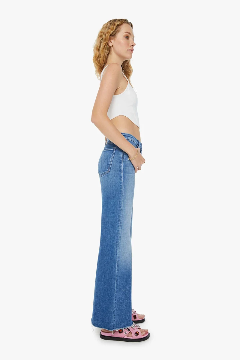 MOTHER Damen Jeans The Roller Fray Blau