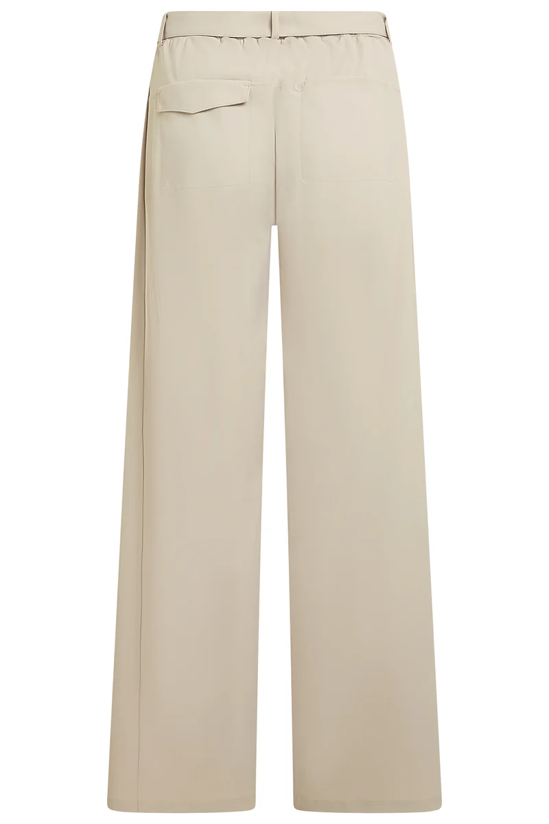 Penn & Ink N.Y Damen Stretchhose mit Bindegürtel Beige