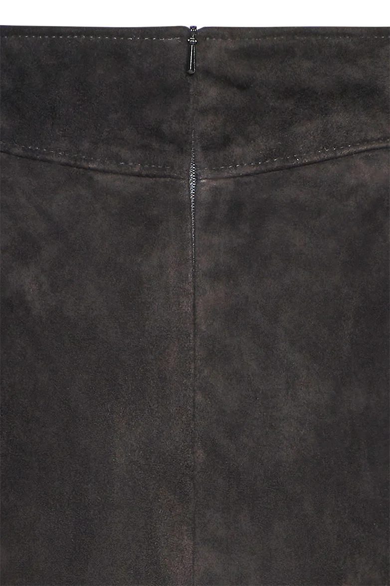 Veloursleder-Rock mit runden Ecken