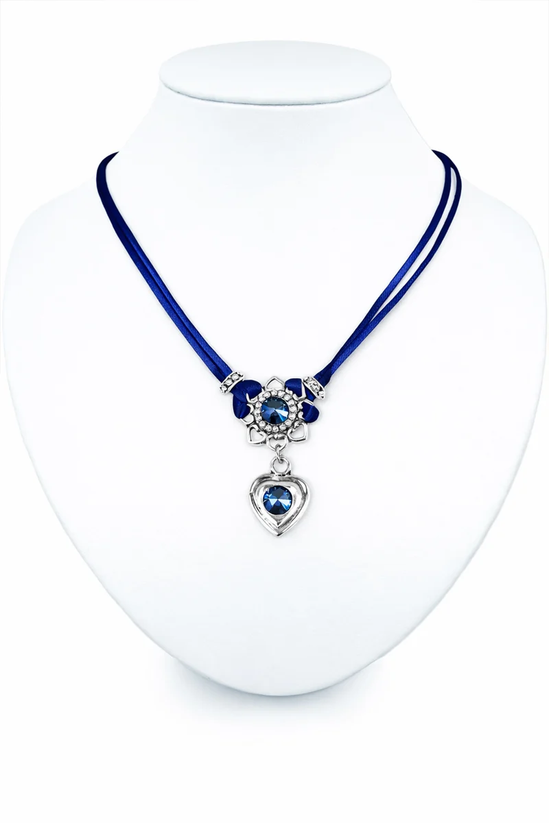 LUISIA® Halskette "Chiara" Herzblüte - Kristalle von Swarovski® | Marineblau
