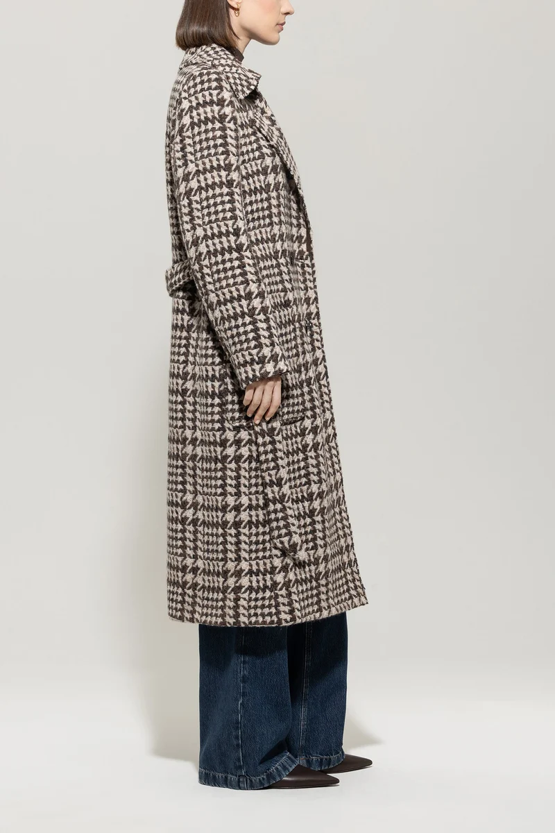Luisa Cerano Damen Glencheck-Mantel mit Gürtel, Multi