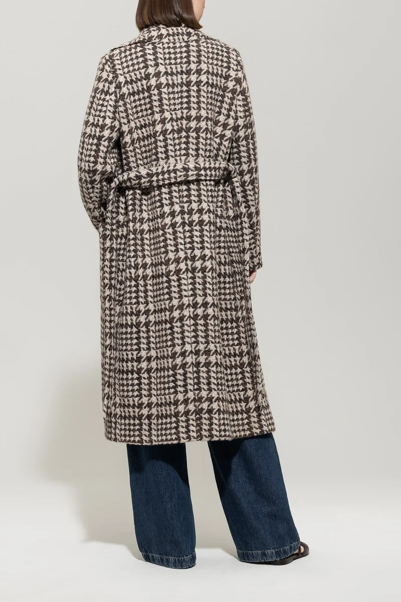 Luisa Cerano Damen Glencheck-Mantel mit Gürtel, Multi