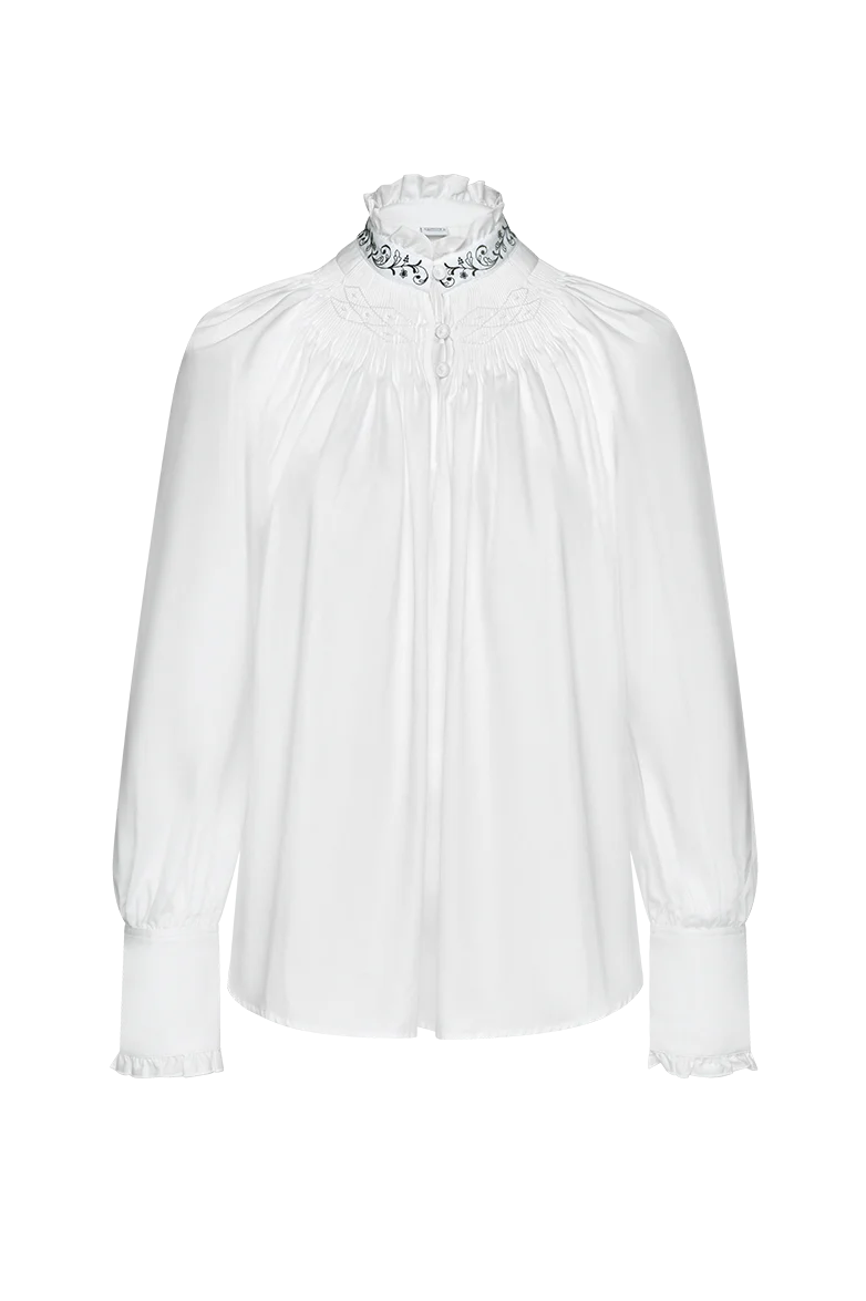 Festbluse mit Stehfalten