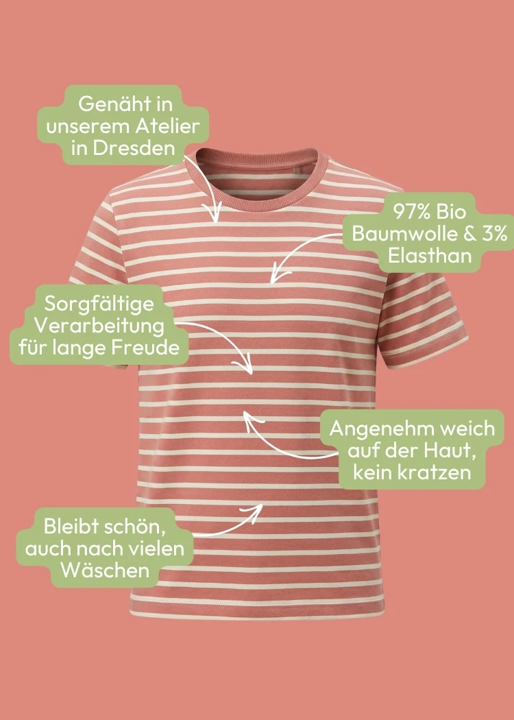 T-Shirt Bio-Baumwolle Damen (Rosenholz/Ecru)