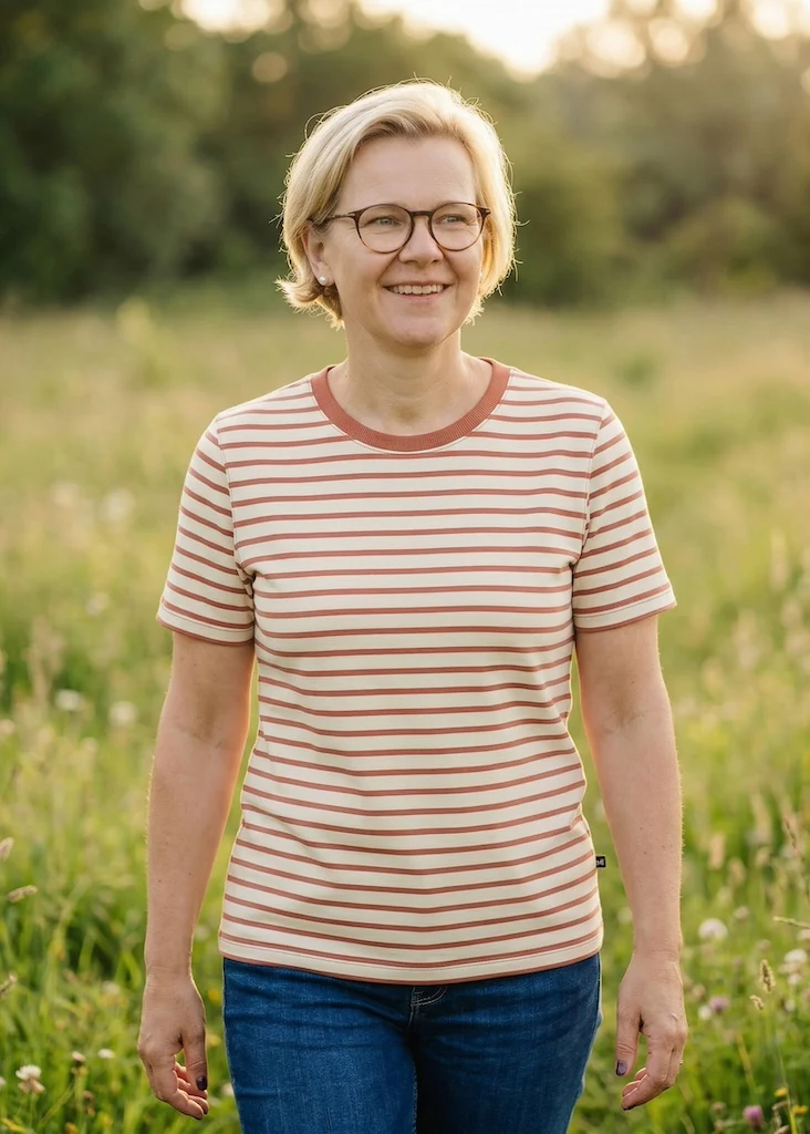 T-Shirt Bio-Baumwolle Damen (Ecru/Rosenholz)