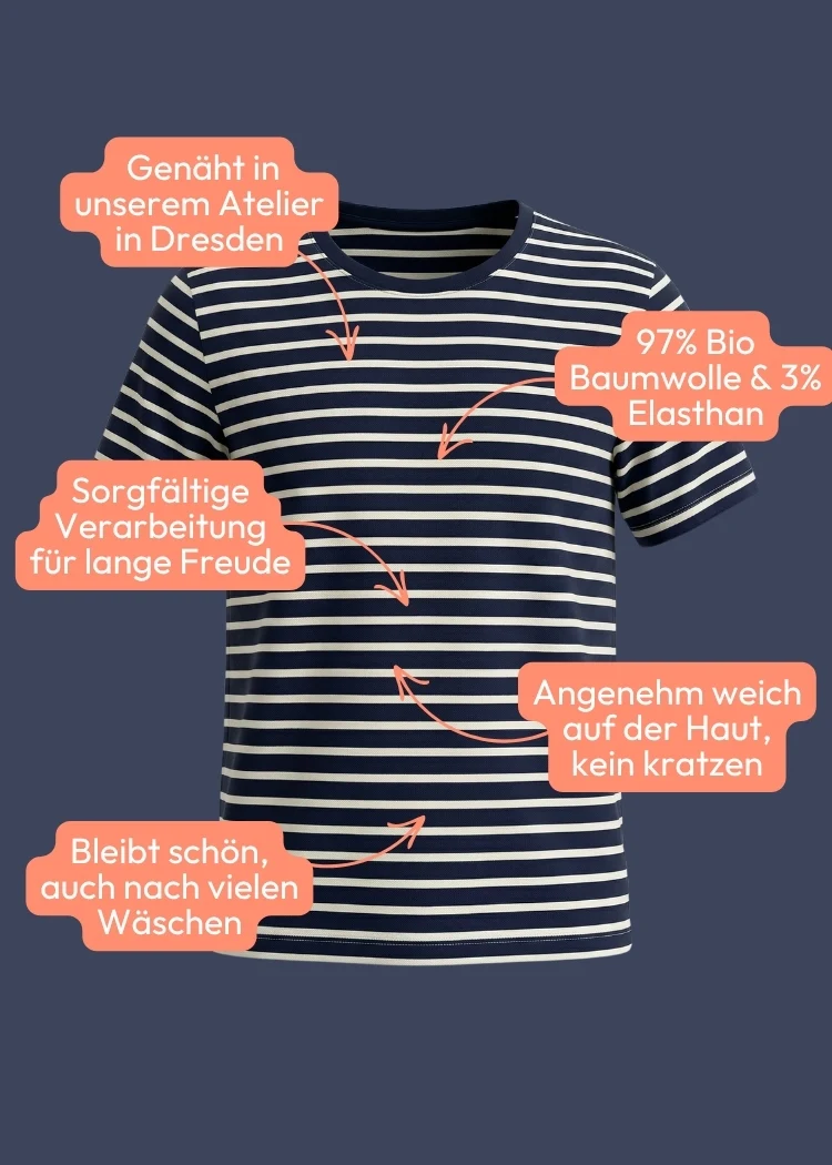 T-Shirt Bio-Baumwolle Damen (Navy/Ecru)