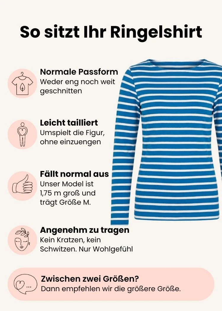 Ringelshirt Damen aus Bio-Baumwolle – Petrol/Weiß
